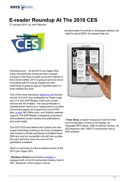 E-Reader Roundup at the 2010 CES 12 January 2010, by John Messina