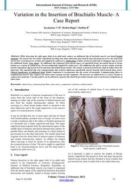 Variation in the Insertion of Brachialis Muscle- a Case Report