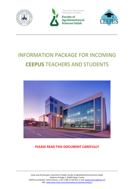 Information Package for Incoming Ceepus Teachers and Students