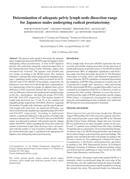 Determination of Adequate Pelvic Lymph Node Dissection Range for Japanese Males Undergoing Radical Prostatectomy