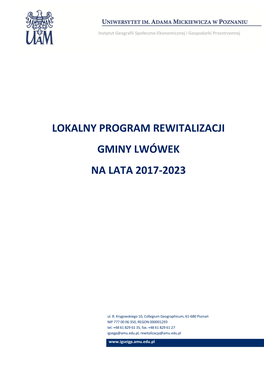 Lokalny Program Rewitalizacji Gminy Lwówek Na Lata 2017-2023