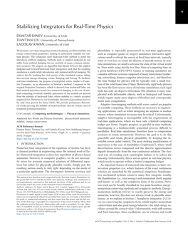 Stabilizing Integrators for Real-Time Physics