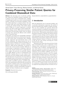 Privacy-Preserving Similar Patient Queries for Combined Biomedical Data