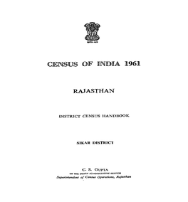 District Census Handbook, Sikar, Rajasthan