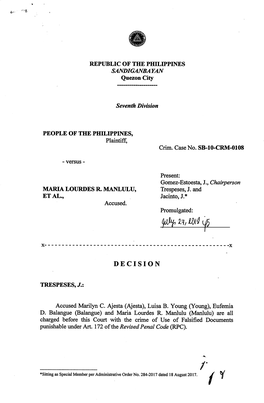 Accused Marilyn C. Ajesta (Ajesta), Luisa B. Young (Young), Eufemia D. Balangue (Balangue) and Maria Lourdes R. Manlulu (Manlulu