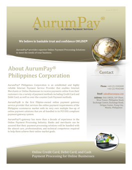 About Aurumpay® Philippines Corporation
