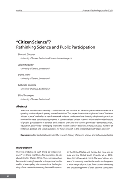 Rethinking Science and Public Participation