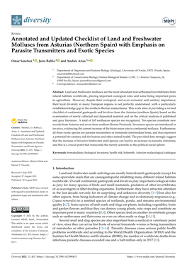 Annotated and Updated Checklist of Land and Freshwater Molluscs from Asturias (Northern Spain) with Emphasis on Parasite Transmitters and Exotic Species