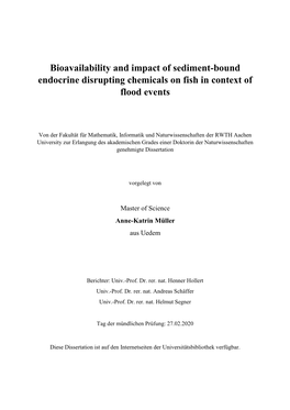 Bioavailability and Impact of Sediment-Bound Endocrine Disrupting Chemicals on Fish in Context of Flood Events