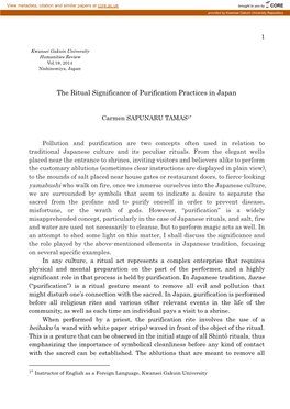 The Ritual Significance of Purification Practices in Japan