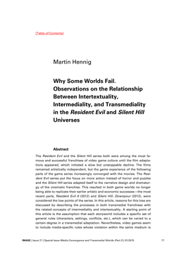 Martin Hennig Why Some Worlds Fail. Observations on the Relationship Between Intertextuality, Intermediality, and Transmediality