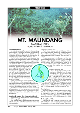 MT. MALINDANG NATURAL PARK by ROLANDO DINGAL and JOJI BALCITA