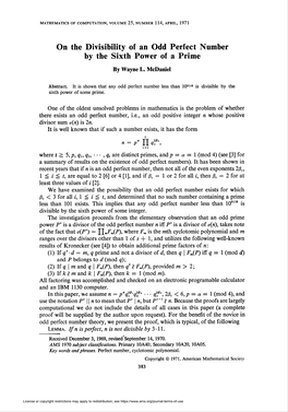 On the Divisibility of an Odd Perfect Number by the Sixth Power of a Prime