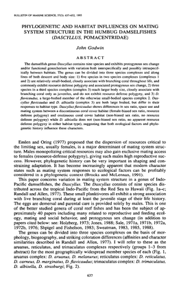 Phylogenetic and Habitat Influences on Mating System Structure in the Humbug Damselfishes (Dascyllus, Pomacentridae)