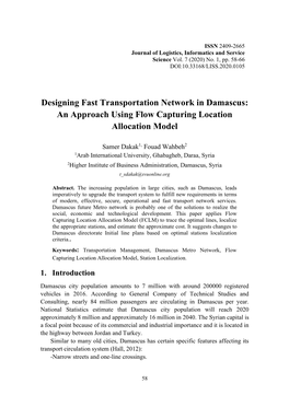 Designing Fast Transportation Network in Damascus: an Approach Using Flow Capturing Location Allocation Model