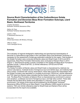 Source Rock Characterization of the Carboniferous Golata Formation