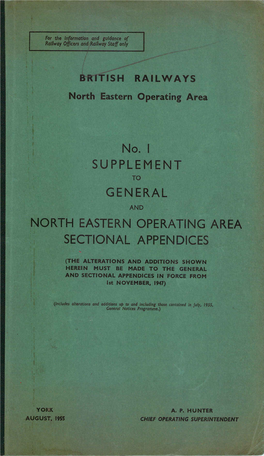 No.! SUPPLEMENT GENERAL NORTH EASTERN OPERATING