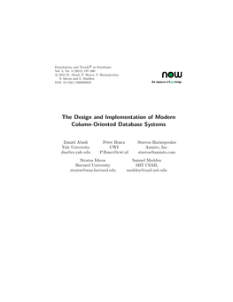 The Design and Implementation of Modern Column-Oriented Database Systems