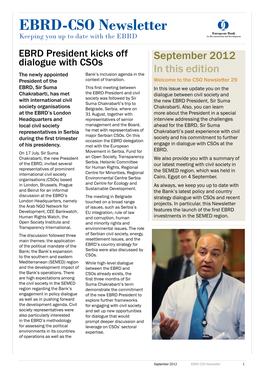 EBRD-CSO Newsletter Keeping You up to Date with the EBRD