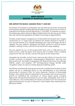 Media Release Minister of Transport Malaysia