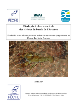 Etude Piscicole Astacicole Du Bassin Versant De L'arconce