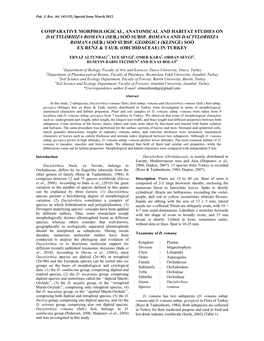 Comparative Morphological, Anatomical and Habitat Studies on Dactylorhiza Romana (Seb.) Soó Subsp