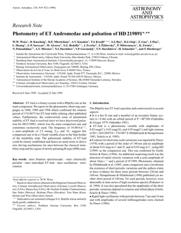 Photometry of ET Andromedae and Pulsation of HD 219891?,??