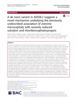 A De Novo Variant in ADGRL2 Suggests a Novel Mechanism Underlying the Previously Undescribed Association of Extreme Microcephaly