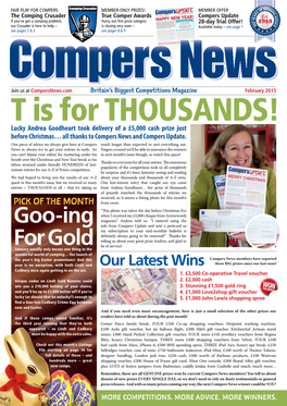 February 2015 T Is for THOUSANDS! Lucky Andrea Goodheart Took Delivery of a £5,000 Cash Prize Just Before Christmas… All Thanks to Compers News and Compers Update