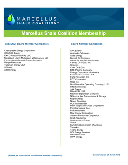 Marcellus Shale Coalition Membership