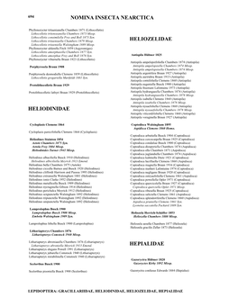 Gracillariidae, Heliodinidae, Heliozelidae, Hepialidae 695 Nomina Insecta Nearctica