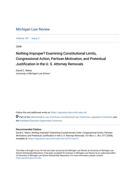 Examining Constitutional Limits, Congressional Action, Partisan Motivation, and Pretextual Justification in the U