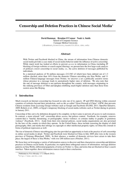 Censorship and Deletion Practices in Chinese Social Media∗