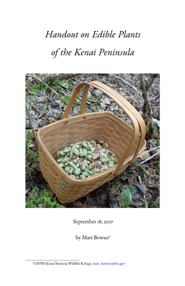 Handout on Edible Plants of the Kenai Peninsula