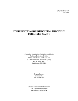 Stabilization/Solidification Processes for Mixed Waste (PDF)