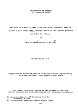 Geology of the Precanibrian Rocks of The