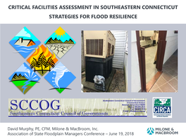 Critical Facilities Assessment in Southeastern Connecticut Strategies for Flood Resilience