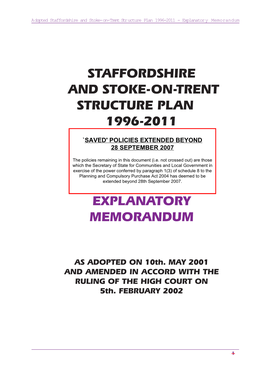 Staffordshire and Stoke-On-Trent Structure Plan 1996-2011