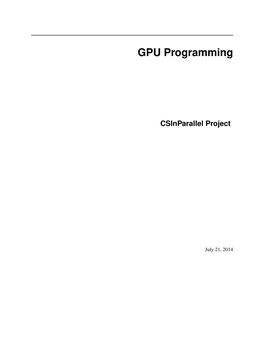 GPU Programming