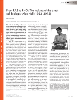 The Making of the Great Cell Biologist Alan Hall (1952–2015)