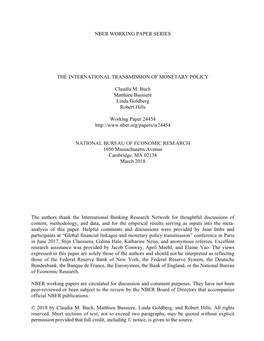 The International Transmission of Monetary Policy