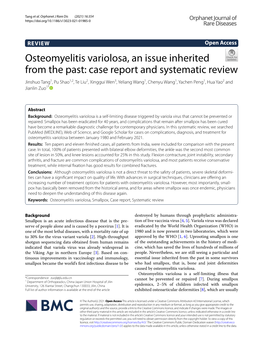 Osteomyelitis Variolosa, an Issue Inherited from the Past: Case Report