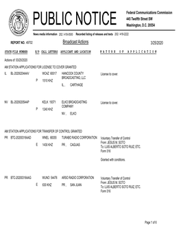 PUBLIC NOTICE Federal Communications Commission