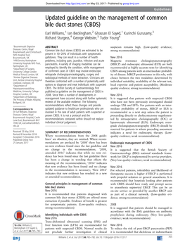 Guidelines on the Management of Common Bile Duct Stones