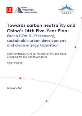 Towards Carbon Neutrality and China's 14Th Five-Year Plan (PDF)