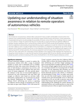 Updating Our Understanding of Situation Awareness in Relation to Remote Operators of Autonomous Vehicles