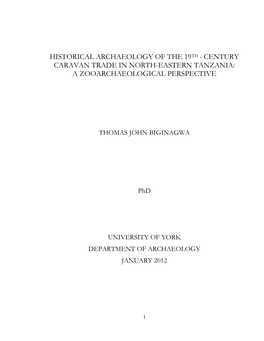 Historical Archaeology of the 19Th - Century Caravan Trade in North-Eastern Tanzania: a Zooarchaeological Perspective