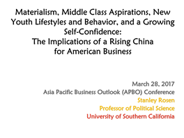 Changing Values of Chinese Youth and the Rise of Materialism and The