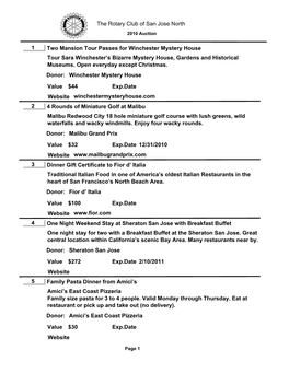 The Rotary Club of San Jose North 1 Two Mansion Tour Passes for Winchester Mystery House Tour Sara Winchester's Bizarre Myster