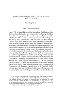 A REVIEW and TYPOLOGY Eric Klingelhofer Early Tudor